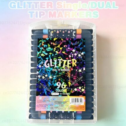 12–96 färgers glitter- och metallic markers