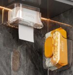 Väggmonterad våtservettdispenser med självhäftande hållare - Bild 2