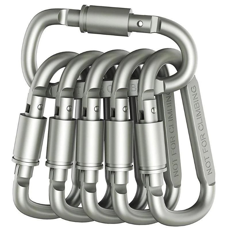 4–6-pack karbinhake-set – aluminium, för nycklar, camping och EDC