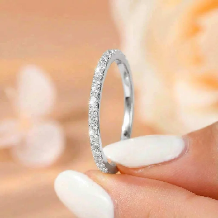 Glänsande Stackable Silverring 925 Sterling Med Zirkon - Bild 2