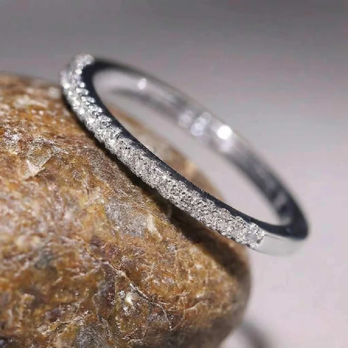 Glänsande Stackable Silverring 925 Sterling Med Zirkon - Bild 4