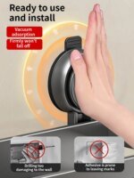 Borrfri sugkopp, sugmonterad badrumshylla, toalettförvaring i aluminium - Bild 4