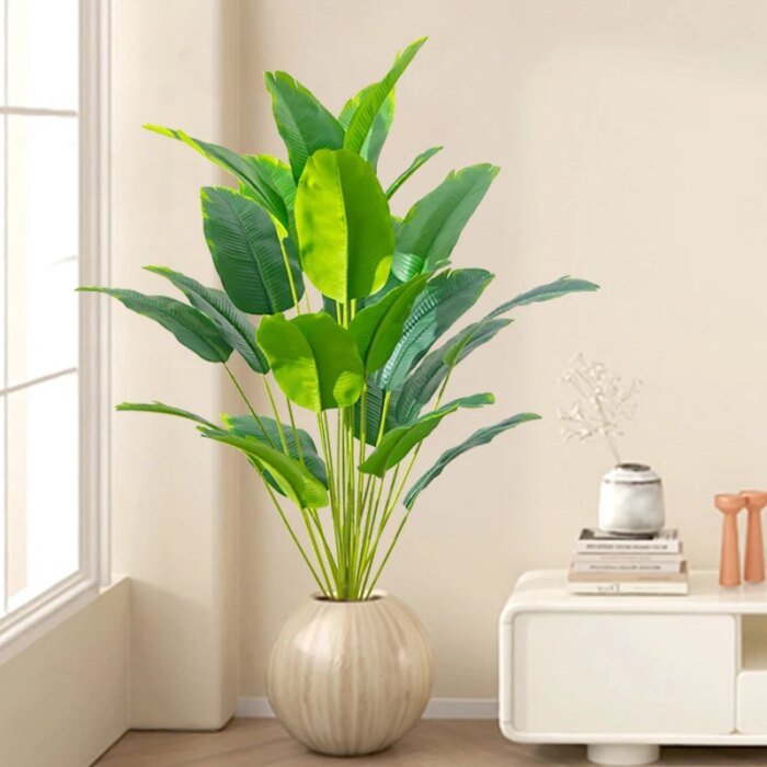 Konstväxt Stor Tropisk Palm och Bananblad - Bild 4