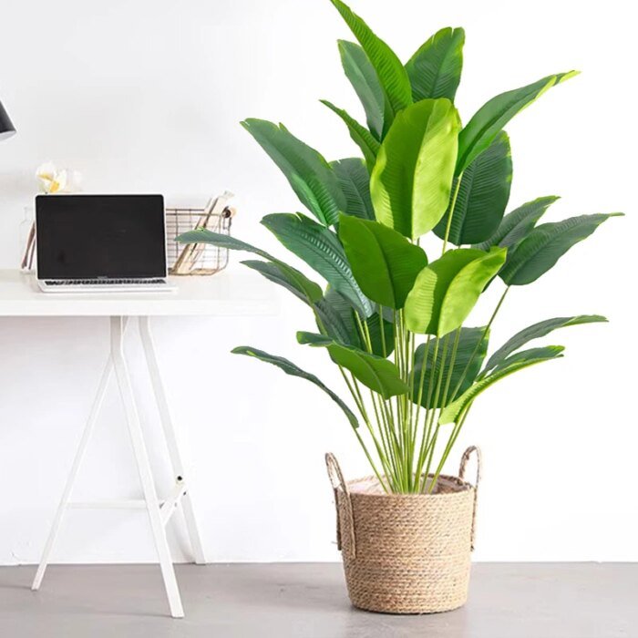 Konstväxt Stor Tropisk Palm och Bananblad - Bild 3