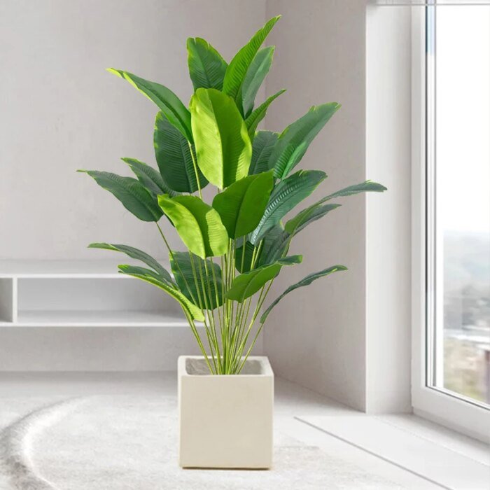 Konstväxt Stor Tropisk Palm och Bananblad - Bild 2