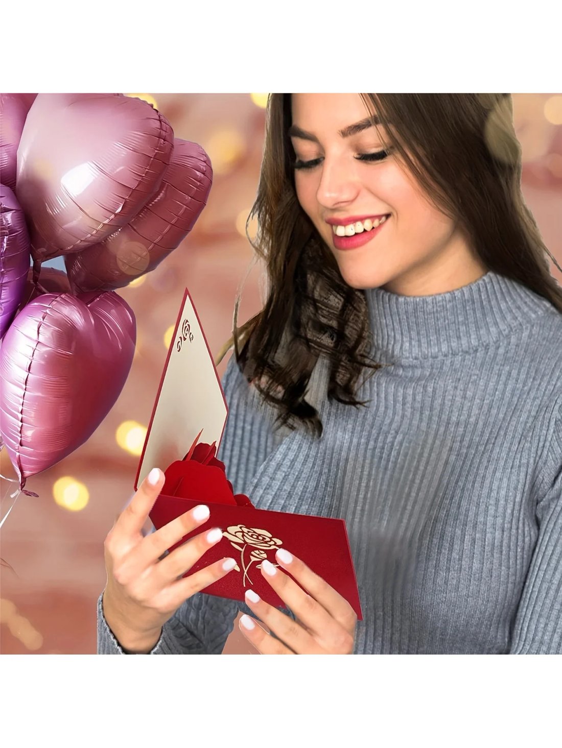 3D Pop-Up Grattiskort med rosor