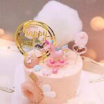 Stor Happy Birthday Tårtdekoration i Akryl – Svart och Guld för Födelsedagstårtor - Bild 5