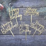 Stor Happy Birthday Tårtdekoration i Akryl – Svart och Guld för Födelsedagstårtor