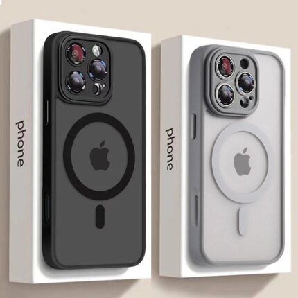 Lyxigt matt “armor”-mobilskal med MagSafe-stöd för magnetisk trådlös laddning