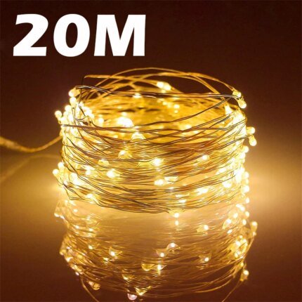 USB LED-ljusslinga i koppartråd, 20 m (200 LED)