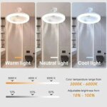2-i-1 LED-takfläkt med lampa (E27) – Steglöst dimbar fläktlampa med 3 hastigheter - Bild 4