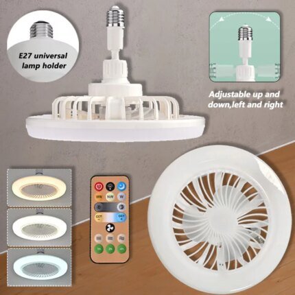 2-i-1 LED-takfläkt med lampa (E27) – Steglöst dimbar fläktlampa med 3 hastigheter