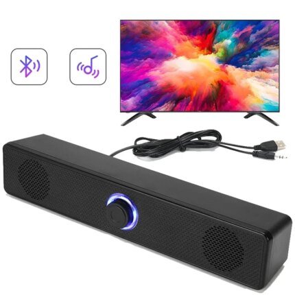 2-i-1 Bluetooth Soundbar för dator & TV – Trådlös och trådbunden soundbar
