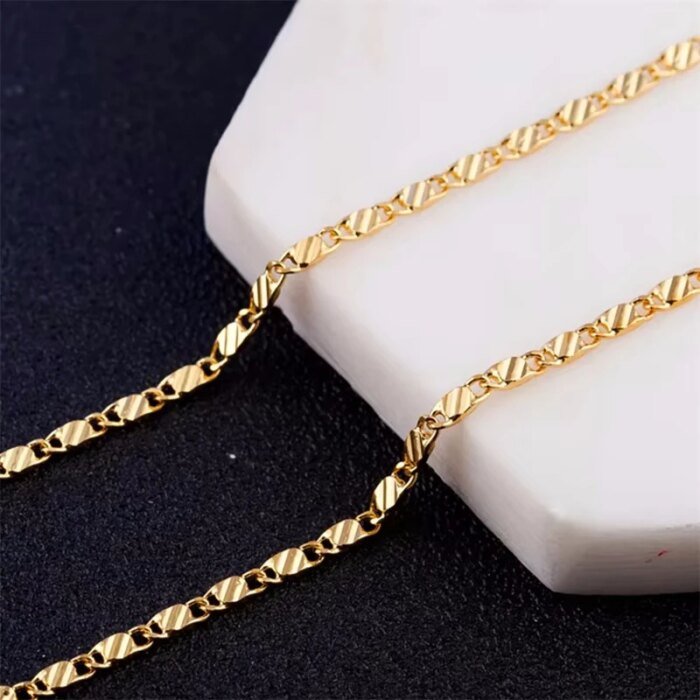 Modehalsband i 18K guld – 2 mm sidokedja - Bild 5