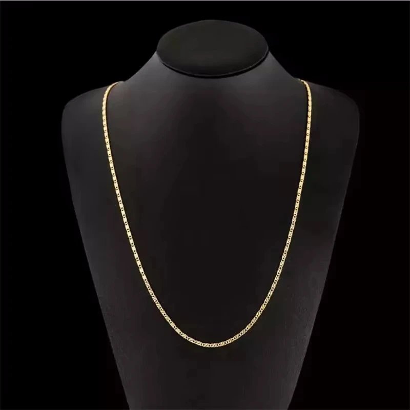 Modehalsband i 18K guld – 2 mm sidokedja