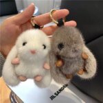 2 st söta kanin-nyckelringar – fluffiga päls-pomponkaniner - Bild 4