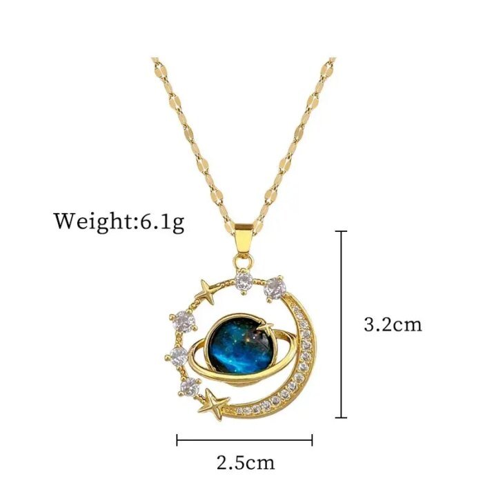 Stjärnserie Halsband i Titanstål med Planet och Måne - Bild 4