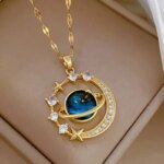 Stjärnserie Halsband i Titanstål med Planet och Måne