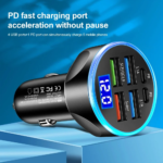 66–250W PD billaddare – QC3.0 snabbladdning, 1 till 6-portar cigarettändaradapter med digital display - Bild 5