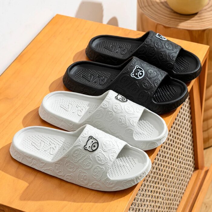 Sommartofflor för herr och dam – mode slippers med liten björn - Bild 2