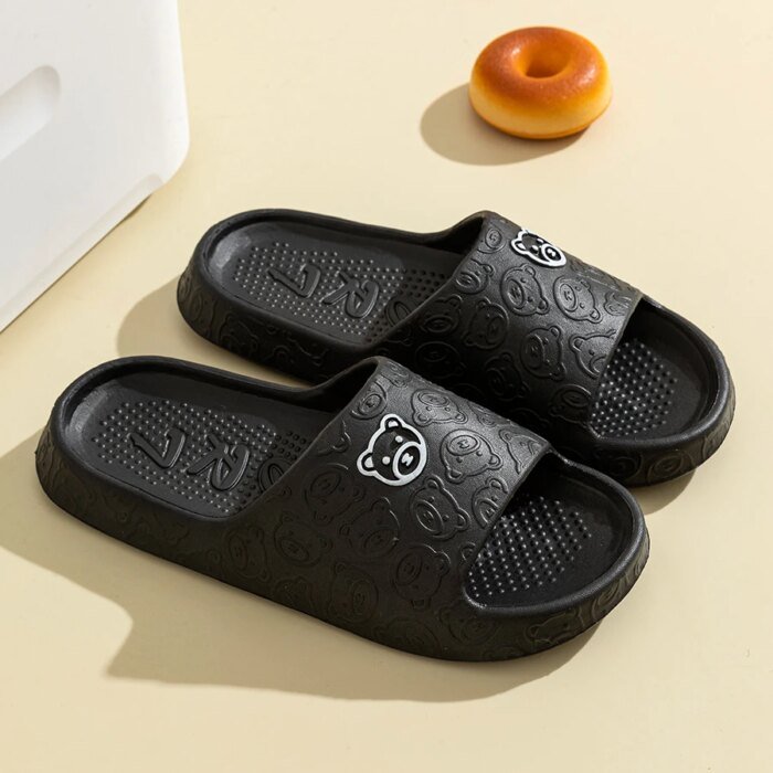 Sommartofflor för herr och dam – mode slippers med liten björn - Bild 3