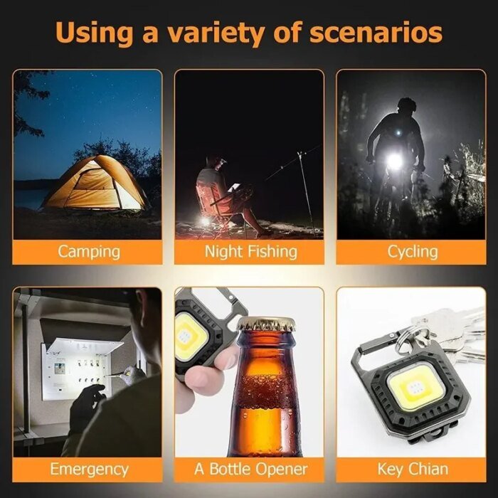 Mini LED-ficklampa med magnet, COB-utomhuslampa för camping och arbete - Bild 4