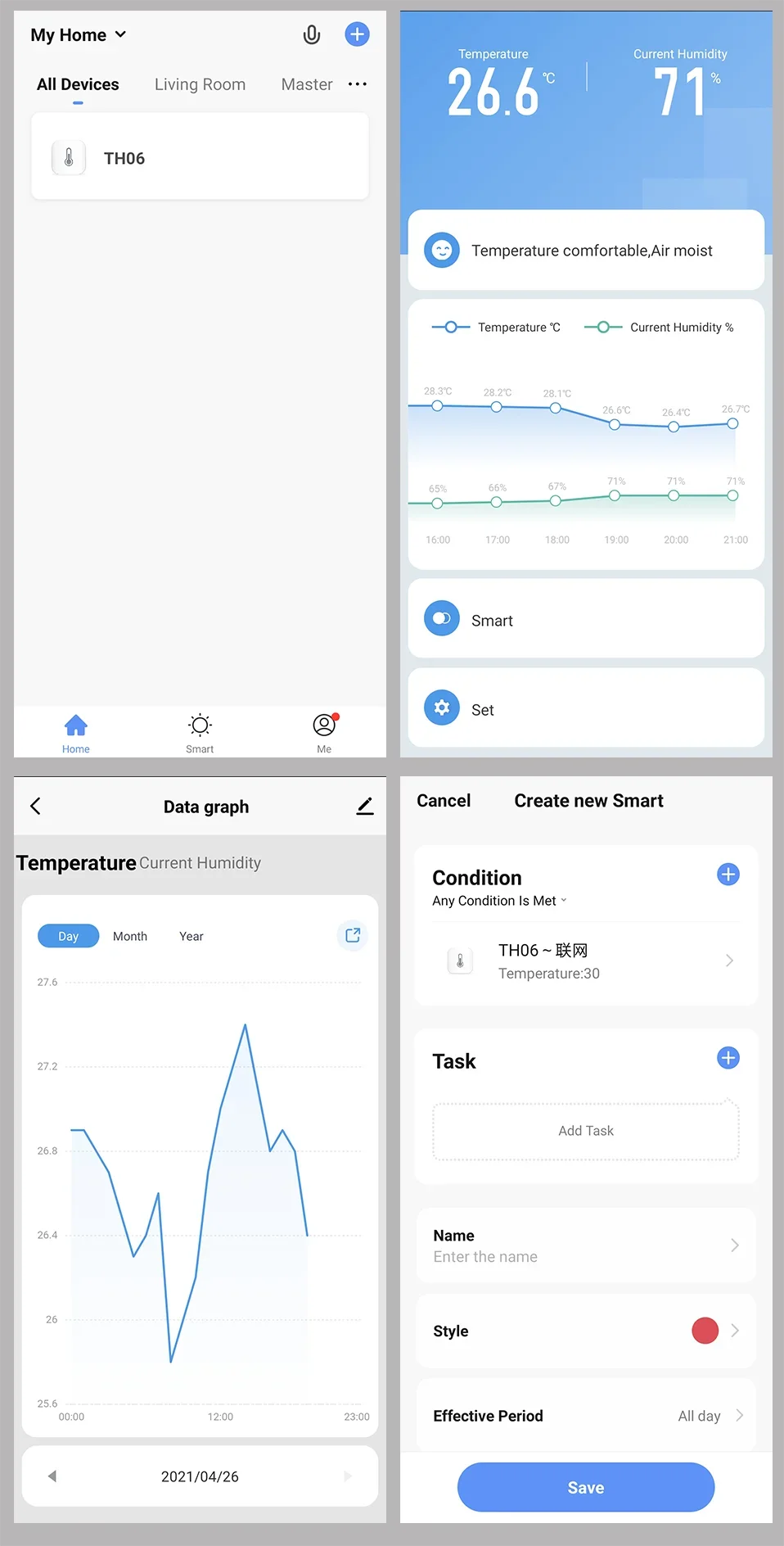 Tuya WiFi/Zigbee Temperatur- och Luftfuktighetssensor
