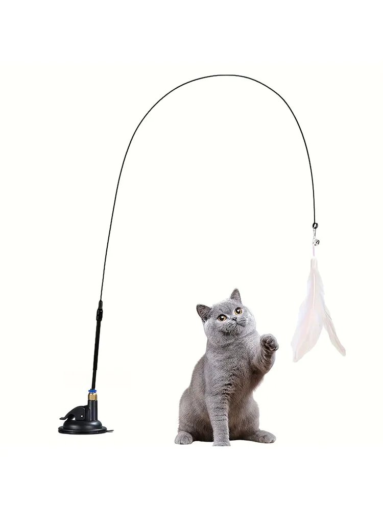 “Kattvippa/kattleksak – interaktiv stav med bjällra och fjädrar
