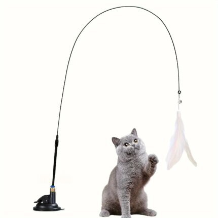 “Kattvippa/kattleksak – interaktiv stav med bjällra och fjädrar
