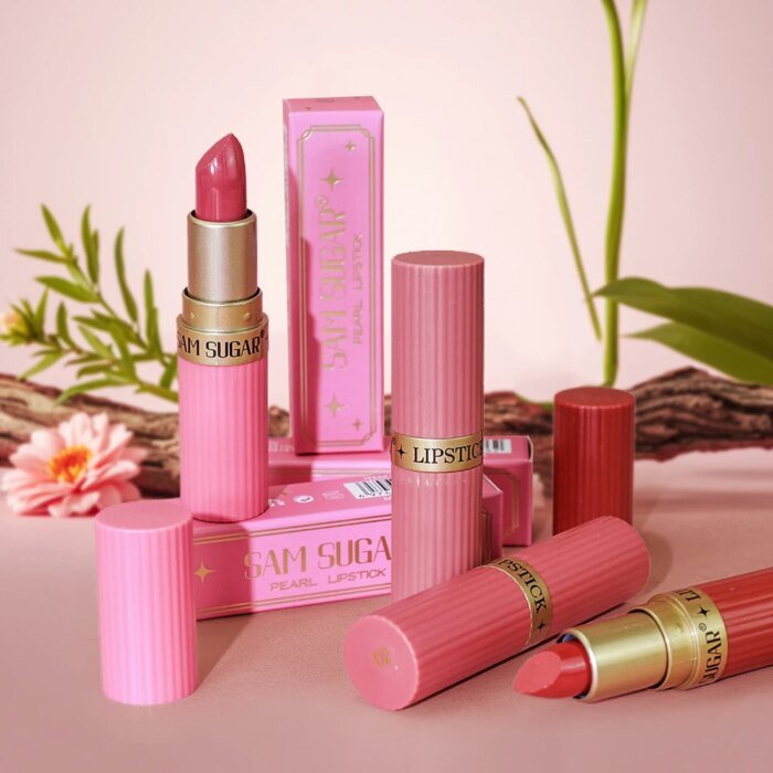 Pärlemorskimrande rosa glitterläppstift - Bild 3