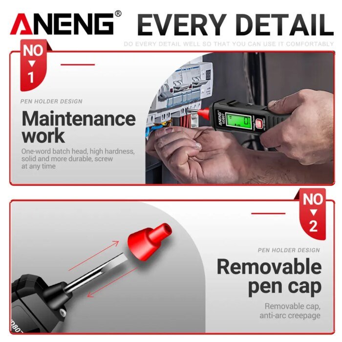 ANENG VD807 induktiv elektrisk testpenna – bärbar 50/60 Hz smart spänningsdetektor - Bild 6