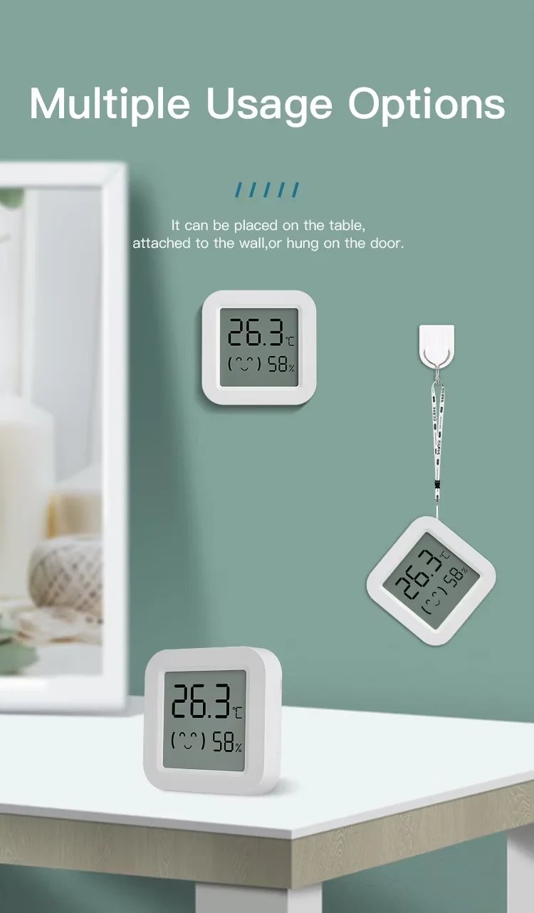 Zigbee temperatur- och fuktsensor för smart hem – LCD-skärm