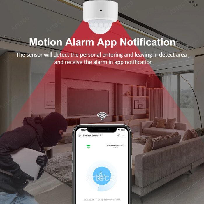 Zigbee 3.0 Smart PIR-rörelsesensor – Infraröd rörelsedetektor för smarta hem - Bild 2