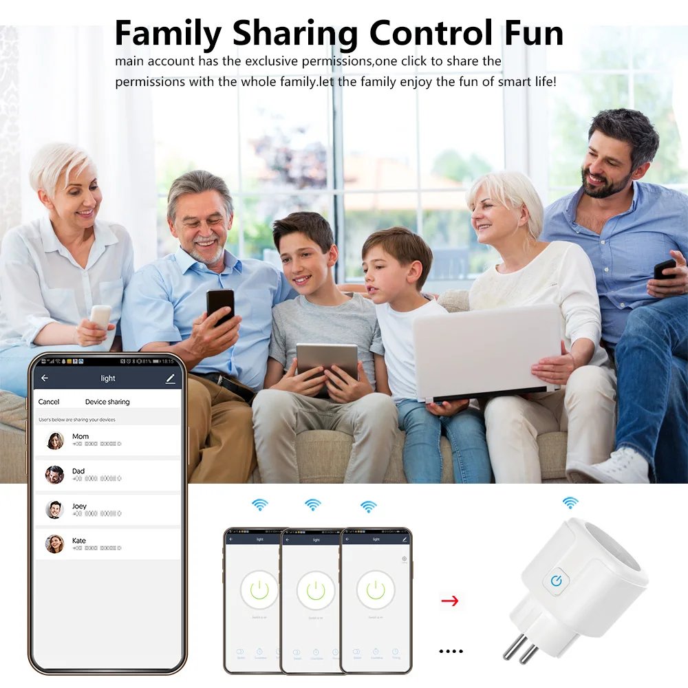 Smart Plug WiFi 20A (EU-kontakt) – Smart eluttag med energimätning,