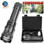 Uppladdningsbar LED-ficklampa med zoomfunktion – Kraftfull handlampa med LCD-display