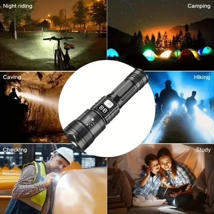 Kraftfull Uppladdningsbar LED-Ficklampa 100 000LM – Vattentät & Taktisk - Bild 4