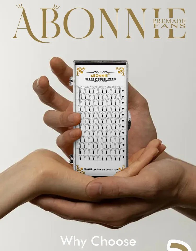 Abonnie Premade Volume Fans – 3D/4D/5D/6D Fransförlängning – Fluffiga Russian Volume-fransar med lång stam (Alla storlekar)