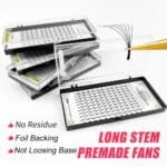 Abonnie Premade Volume Fans – 3D/4D/5D/6D Fransförlängning – Fluffiga Russian Volume-fransar med lång stam (Alla storlekar) - Bild 6