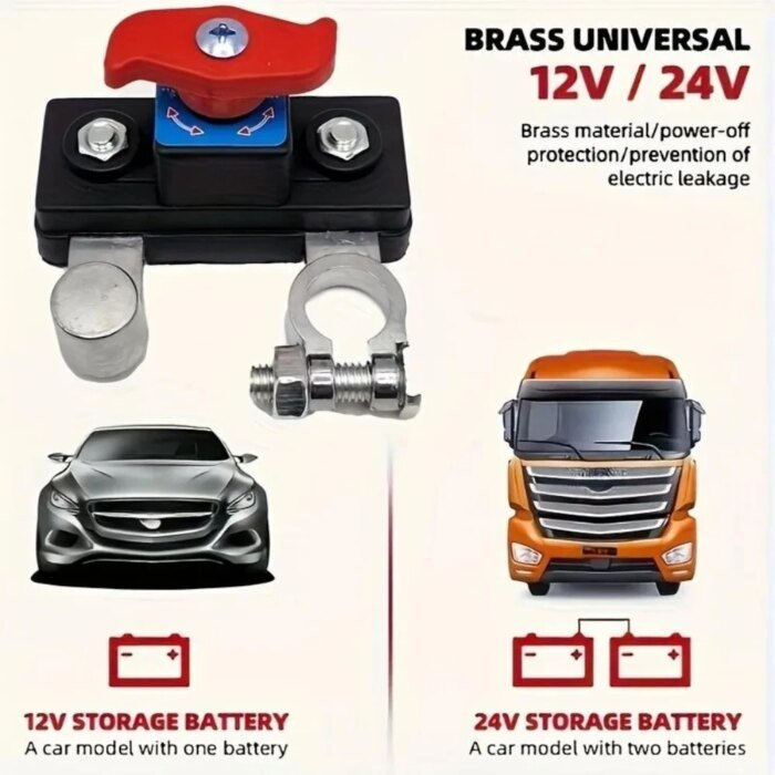 Batterifrånskiljare för Bil 12V/24V – Strömbrytare & Batterivakt mot Strömläckage – Universell Huvudströmbrytare - Bild 4