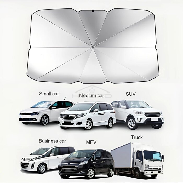 Vikbart Solskydd för Bil – Paraplydesign för Vindruta – Effektivt UV-skydd & Interiörskydd för Bil, SUV & Lastbil - Bild 6