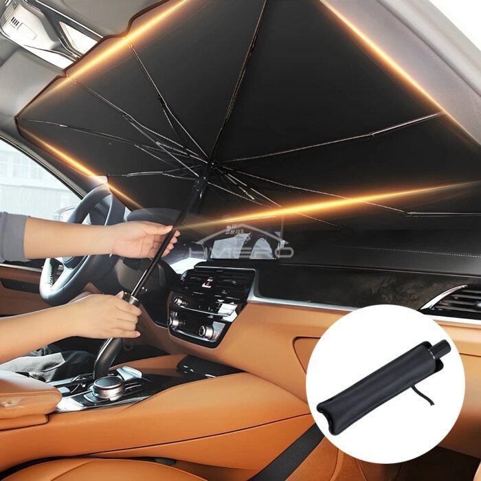 Vikbart Solskydd för Bil – Paraplydesign för Vindruta – Effektivt UV-skydd & Interiörskydd för Bil, SUV & Lastbil - Bild 3