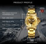 WINNER Skelett Klocka Automatisk Dam Guld - Bild 5