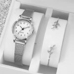 Stilren Damklocka med Matchande Armband Set