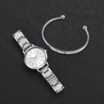 Guldfärgad Damklocka med Öppet Armband Set - Bild 5