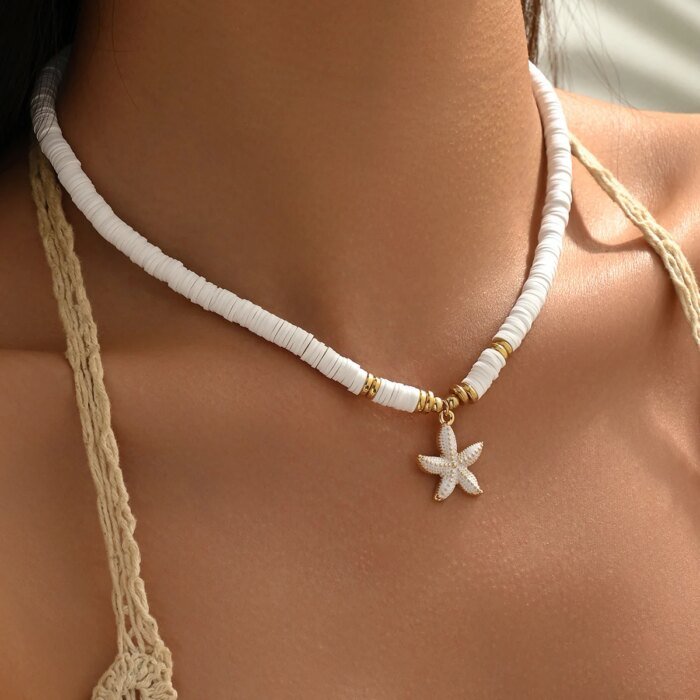 Boho Halsband med Sjöstjärna och Pärlor - Bild 3