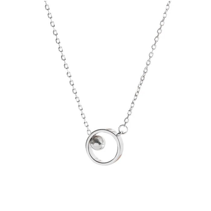 Geometriskt Silverfärgat Halsband med Cirkelhänge och Tofs - Bild 5