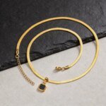 Herrhalsband med Geometrisk Natursten och Bladkedja - Bild 6