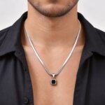 Herrhalsband med Geometrisk Natursten och Bladkedja - Bild 2
