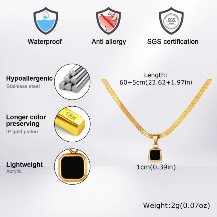 Herrhalsband med Geometrisk Natursten och Bladkedja - Bild 3