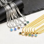 Herrhalsband med Geometrisk Natursten och Bladkedja - Bild 4
